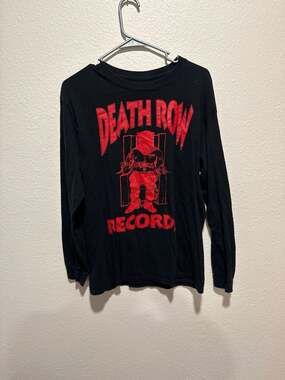 Death Row Records Red Logo Black Long Sleeve Graphic T-Shirt Size Medium